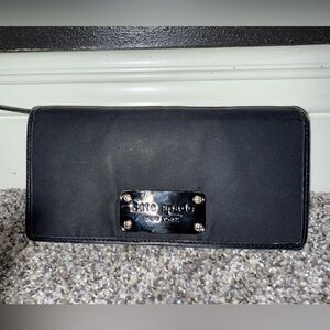 Kate spade black nylon trifold snap wallet